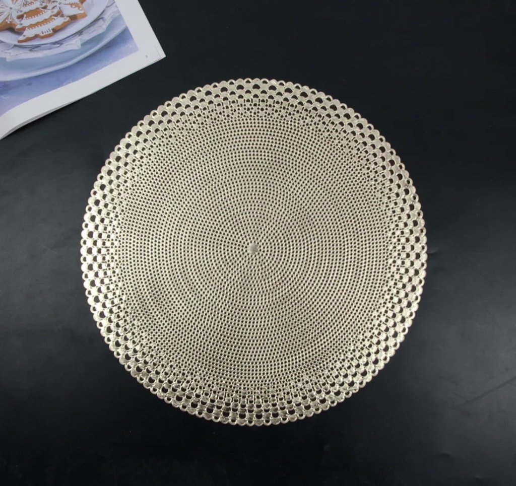 Ensemble Napperons en forme de cercle couleur dore avec design moderne antidérapant pour table-salle a manger cuisine décor / 6 pièces 