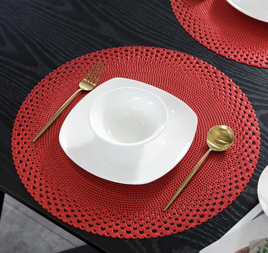 Ensemble Napperons en forme de cercle couleur dore avec design moderne antidérapant pour table-salle a manger cuisine décor / 6 pièces 