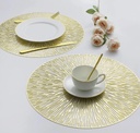 Ensemble Napperons en forme de cercle couleur dore avec design moderne antidérapant pour table-salle a manger cuisine décor / 6 pièces 