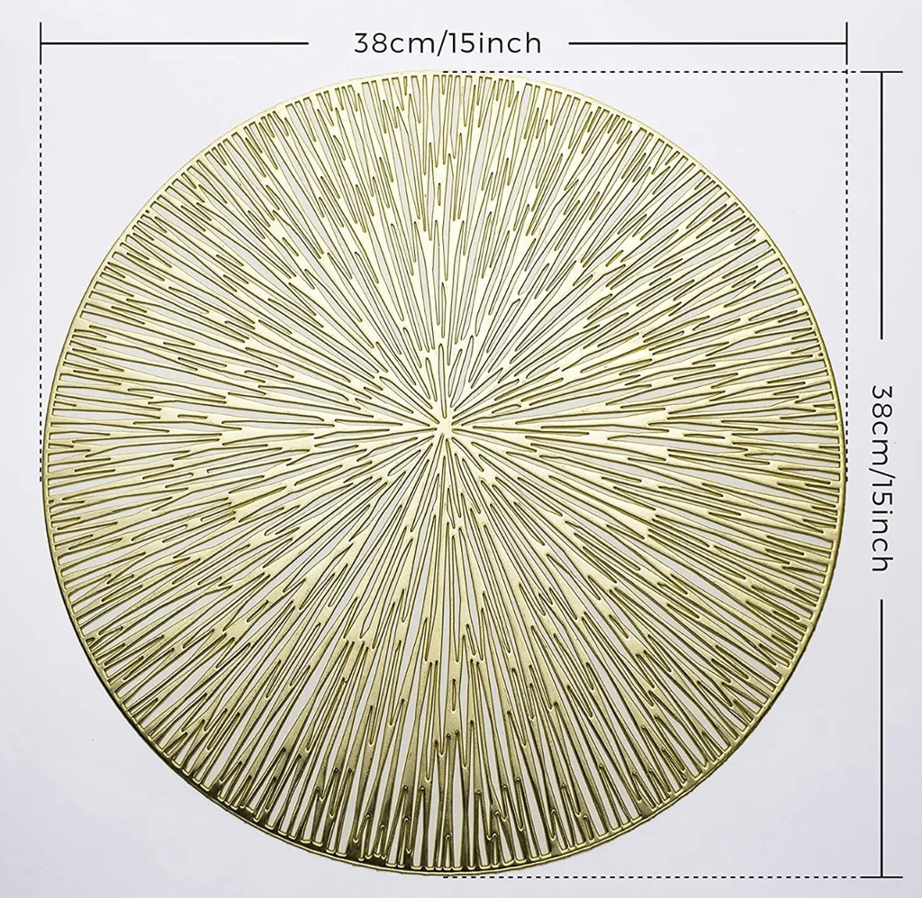 Ensemble Napperons en forme de cercle couleur dore avec design moderne antidérapant pour table-salle a manger cuisine décor / 6 pièces 