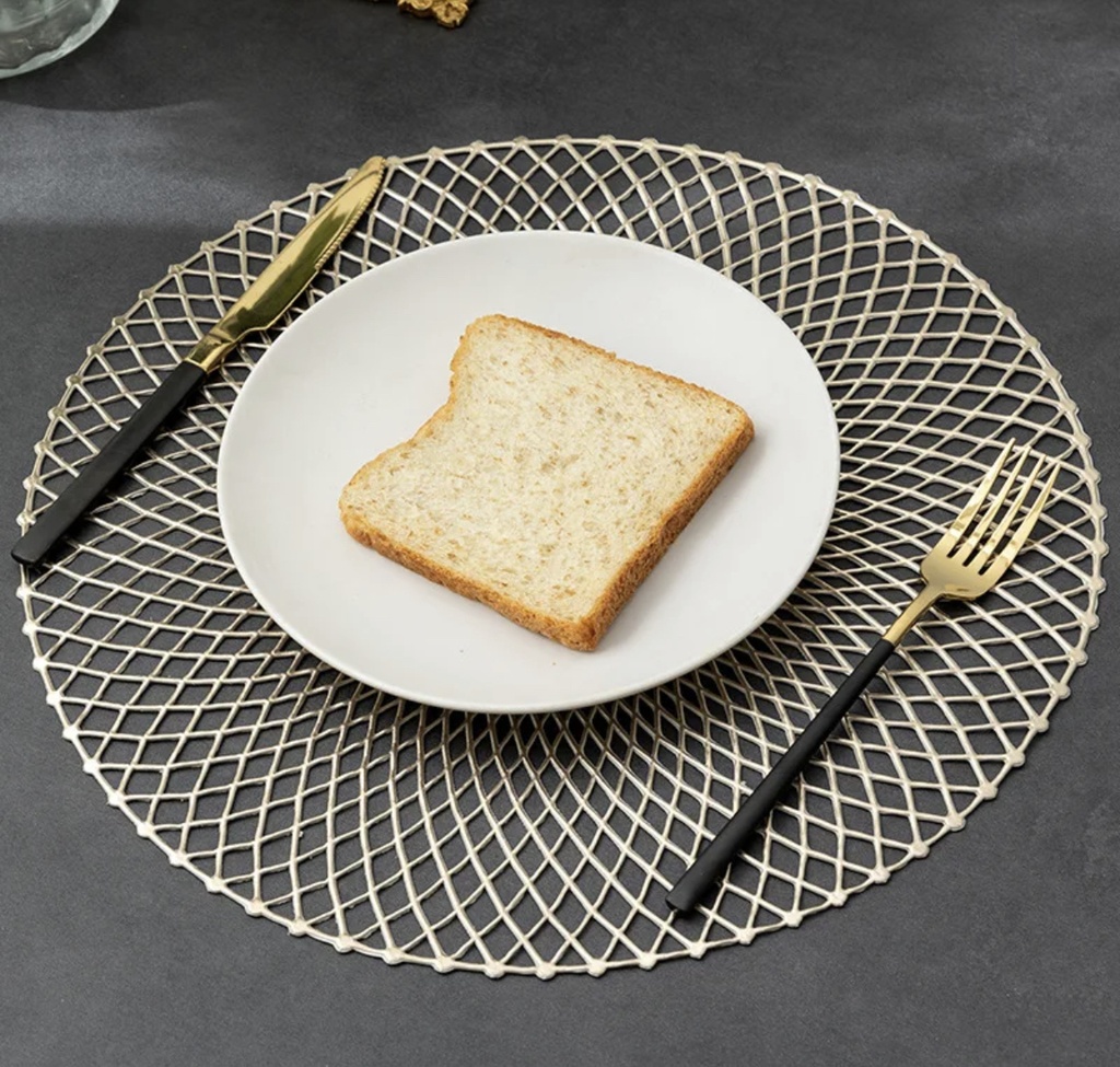 Ensemble Napperons en forme de cercle couleur dore / argent/ bronze / avec design moderne antidérapant pour table-salle a manger cuisine décor / 6 pièces 