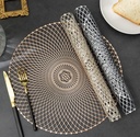 Ensemble Napperons en forme de cercle couleur dore / argent/ bronze / avec design moderne antidérapant pour table-salle a manger cuisine décor / 6 pièces 