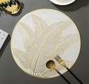Ensemble Napperons en forme de cercle couleur blanc dore motif fleur très chic avec design moderne antidérapant pour table-salle a manger cuisine décor / 6 pièces 