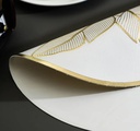 Ensemble Napperons en forme de cercle couleur blanc dore motif fleur très chic avec design moderne antidérapant pour table-salle a manger cuisine décor / 6 pièces 
