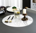 Ensemble Napperons en forme de cercle couleur blanc dore motif fleur très chic avec design moderne antidérapant pour table-salle a manger cuisine décor / 6 pièces 