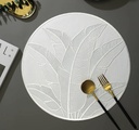 Ensemble Napperons en forme de cercle couleur blanc dore motif fleur très chic avec design moderne antidérapant pour table-salle a manger cuisine décor / 6 pièces 
