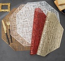Ensemble Napperons couleur dore / rouge / argent / bronze / avec design moderne antidérapant pour table-salle a manger cuisine décor / 6 pièces 
