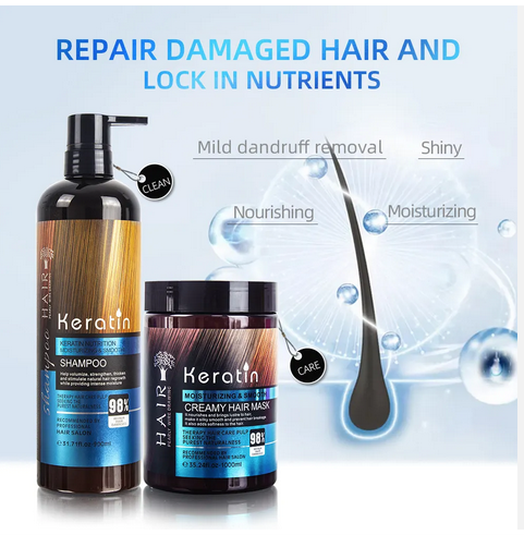 Ensemble de soins capillaires antipelliculaires personnalisé sans sulfate pour cheveux shampooing et après-shampoing à la kératine et au collagène de marque privée vente en gros
