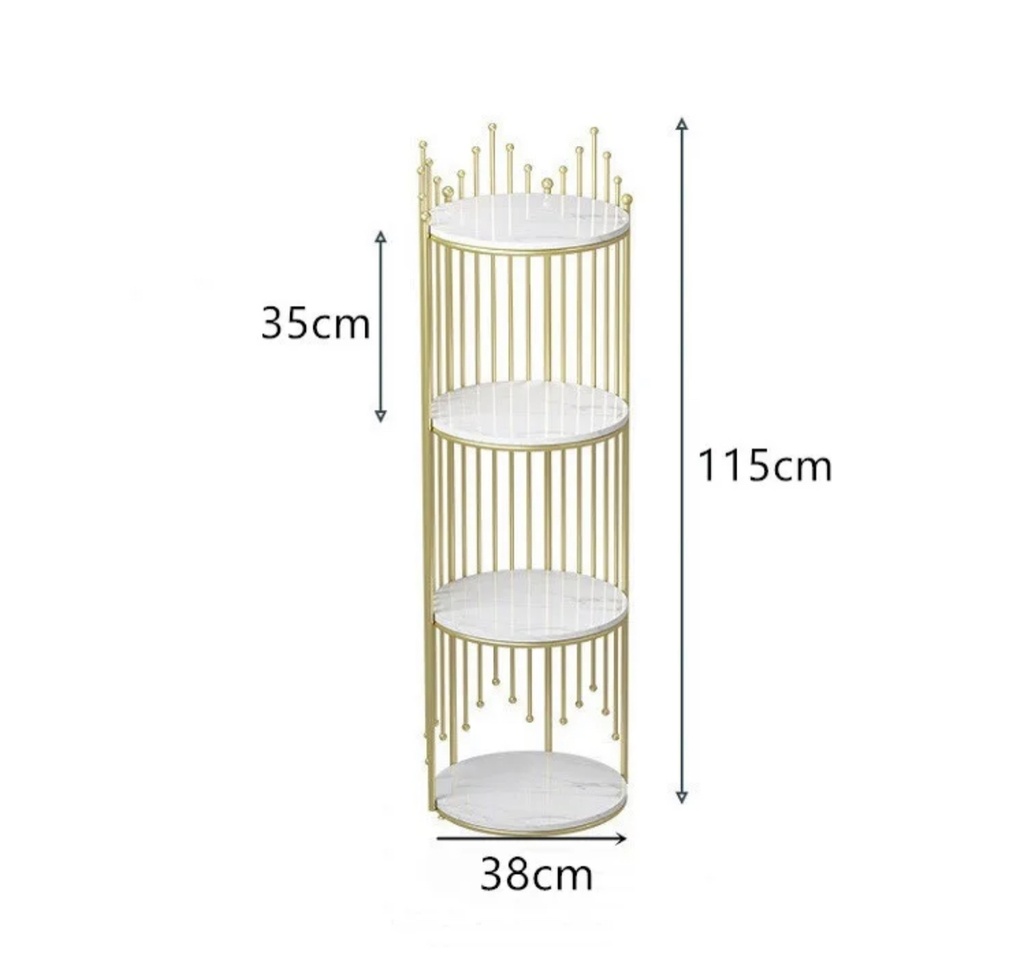 Étager Meuble de rangement  coin très chic en couleur dore avec design de point