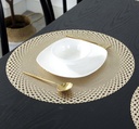 Ensemble Napperons en forme de cercle couleur dore / rouge / avec design moderne antidérapant pour table-salle a manger cuisine décor / 6 pièces 