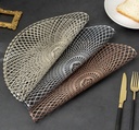 Ensemble Napperons en forme de cercle couleur dore / argent/ bronze / avec design moderne antidérapant pour table-salle a manger cuisine décor / 6 pièces 