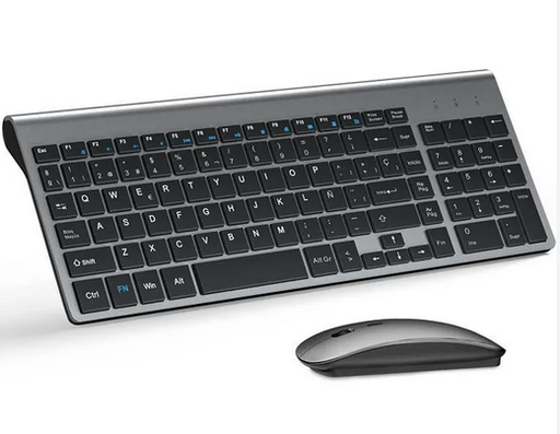 Clavier Souris sans Fil, 2.4Ghz Clavier sans Fil AZERTY Compacte Portable de Taille Normale, Souris sans Fil Ergonomique Silencieuse 