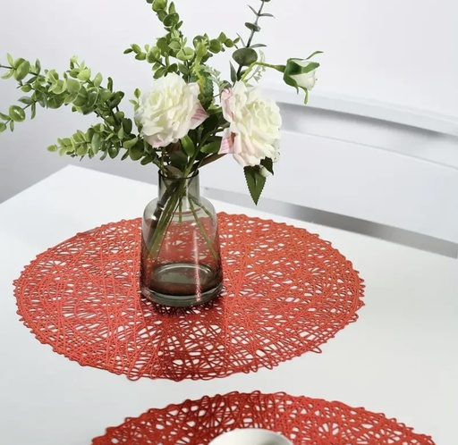 Ensemble Napperons en forme de cercle couleur dore / rouge / argent / bronze / avec design moderne antidérapant pour table-salle a manger cuisine décor / 6 pièces 