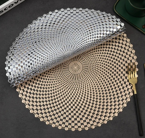 Ensemble Napperons couleur dore / rouge / argent / bronze / avec design moderne antidérapant pour table-salle a manger cuisine décor / 6 pièces 