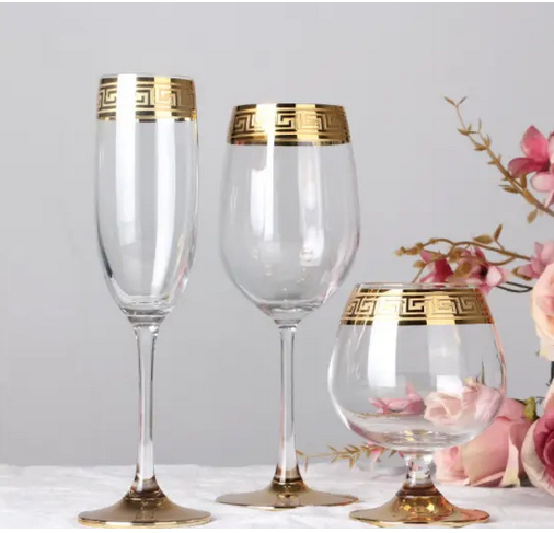 Verre à bords dorés verre  galvanisée givré or et argent tasse à bords dorés traçage de la bouche or